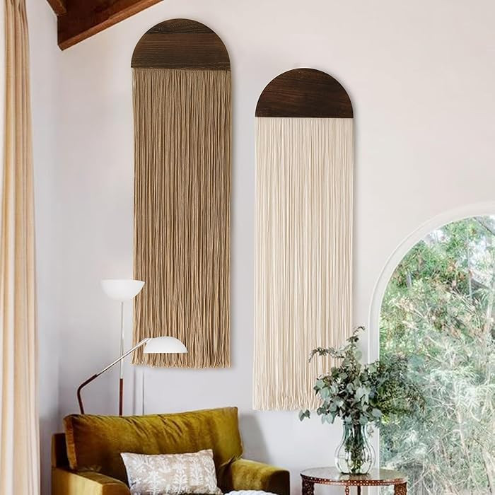 2 Pcs Macrame Wall Hanging Boho Wall Decor Handmade Macrame Art Tapestry Wedding Macrame Backdrop... | Amazon (US)