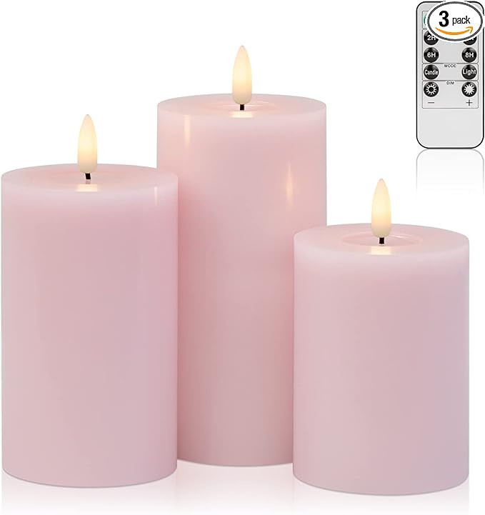 ANGELLOONG Flickering Flameless Candles with Remote, Real Wax LED Candles with Timer, Battery Ope... | Amazon (US)