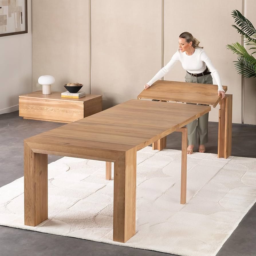 Transformer Table - Solid Wood Extendable Dining Table, Seats 2-12, Expandable Dining Room Table,... | Amazon (US)