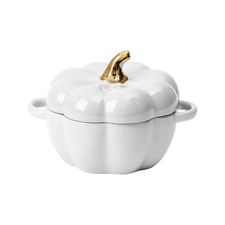 Coollooc Fall Pumpkin Ceramic Bowl with Lid, 15 oz Microwave & Dishwasher Safe Pumpkin Soup Bowl ... | Walmart (US)
