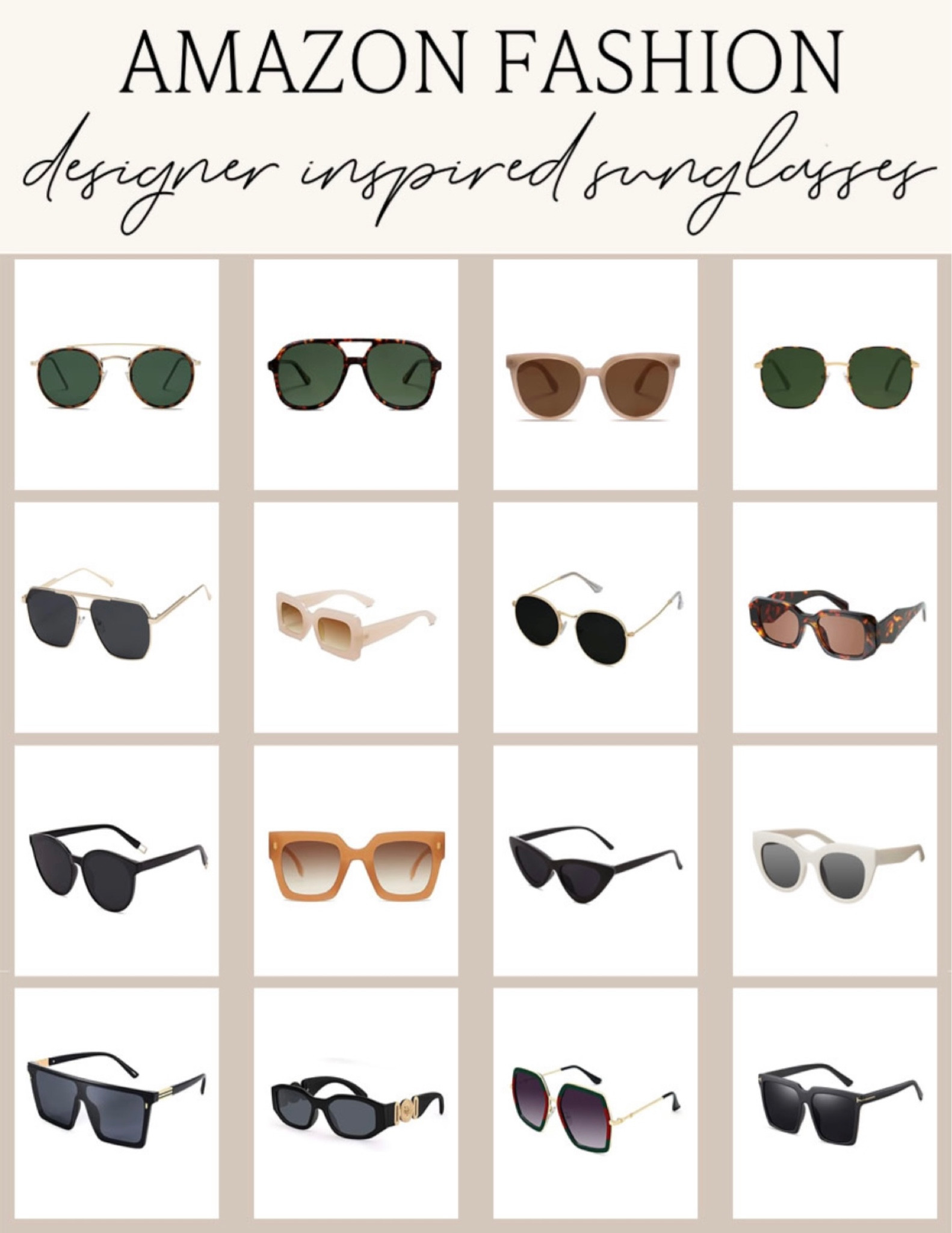 Amazon designer inspired sunglasses! 

#amazonfashion #summeraccessories #sunglasses 

#LTKunder50 #LTKstyletip #LTKSeasonal