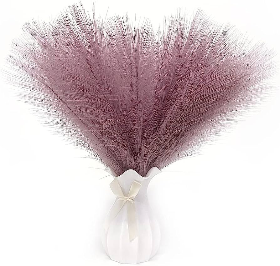 VNVNK 17" Purple Pampas Grass Fall Decorations for Home Bridal Shower Boho Decor Artificial Faux ... | Amazon (US)