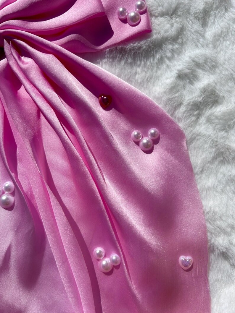 Magical Mickey Love Valentines Day Pearls and Silk Handmade Pink Hair Bow Barette - Etsy | Etsy (US)