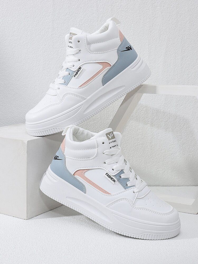Colorblock Lace-up Front Skate Shoes | SHEIN