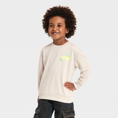 Toddler Boys' French Terry Crewneck Sweater - Cat & Jack™ Gray 18M | Target