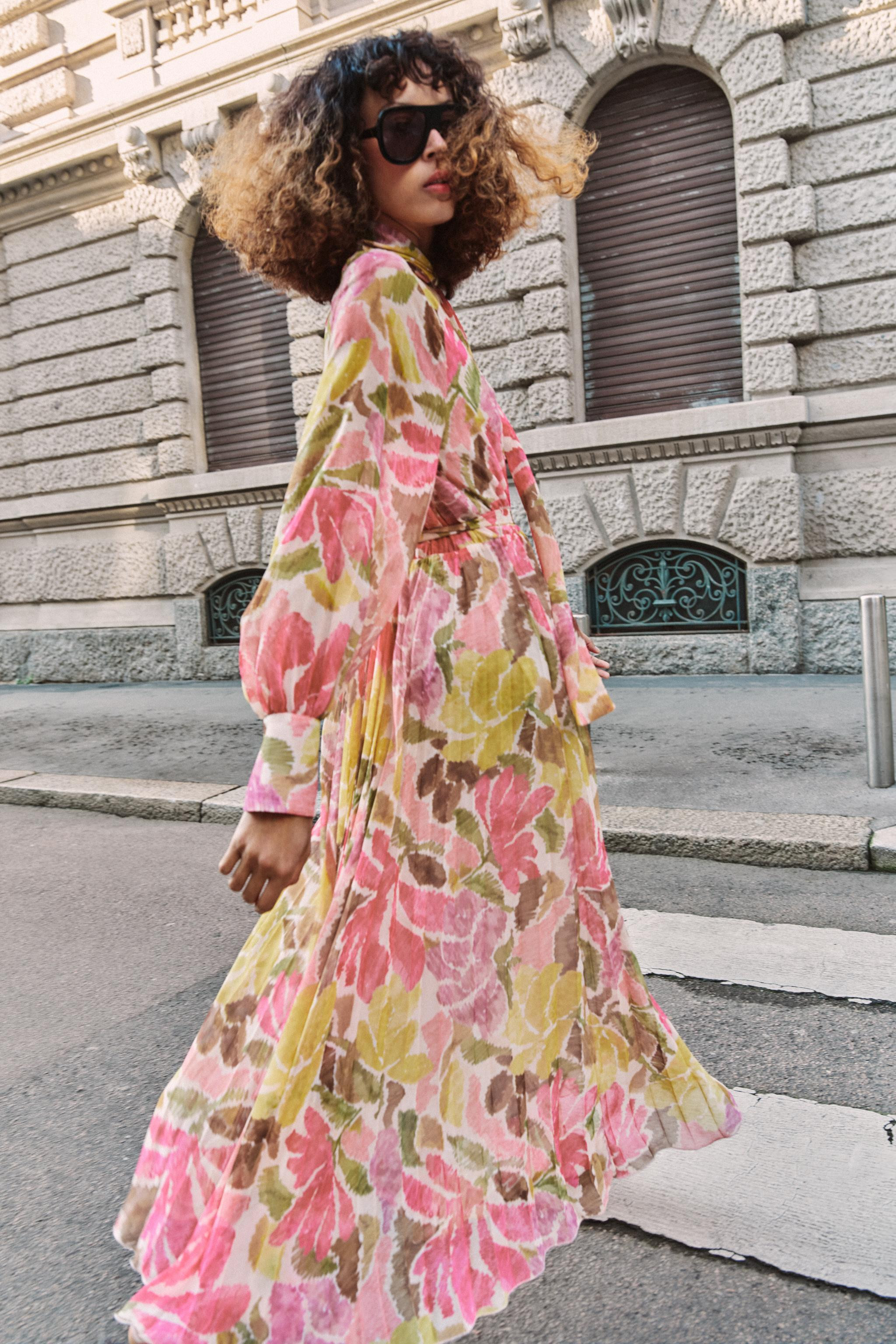 FLORAL PRINT BOW BELT DRESS | Zara US