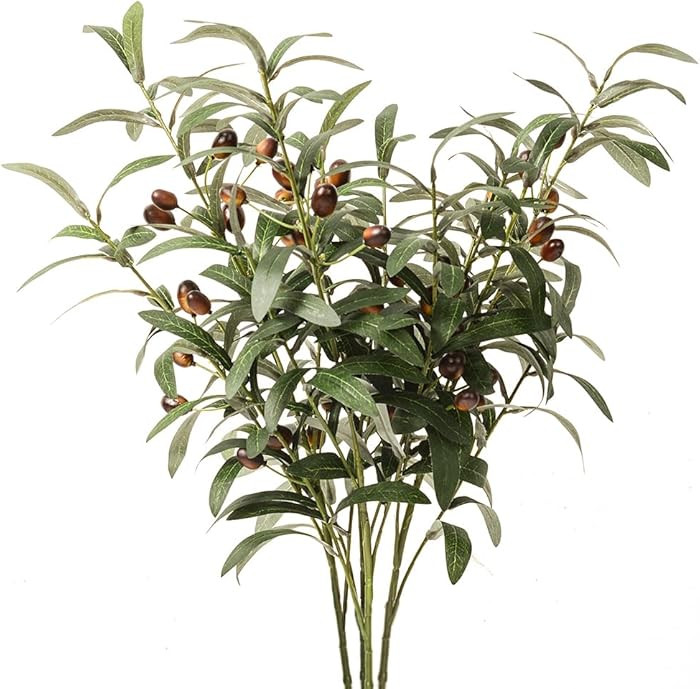30'' Olive Branches 3pcs Artificial Plants Olive Stems Greenery Branch for Vases Leaves Fake Silk... | Amazon (US)
