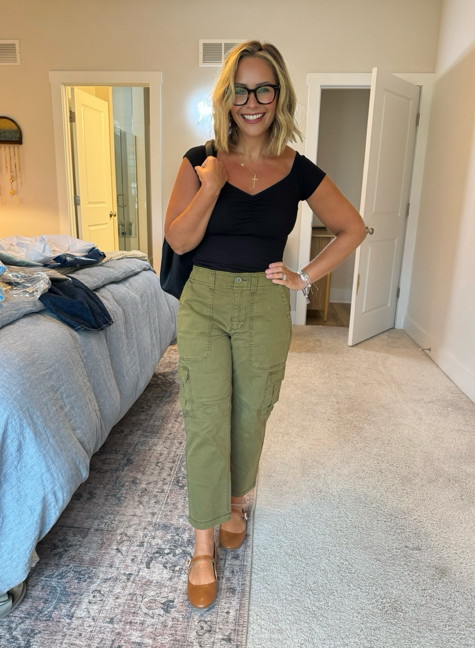 Casual Fall outfit perfect for the office, SAHM or even a teacher! 

Sizing details:
Pants- Small petite (ON SALE 👏🏻)
Black tee- Small petite 
Flats fit TTS 

#LTKStyleTip #LTKSaleAlert #LTKFindsUnder50