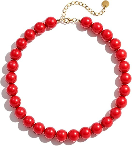 Chunky Beaded Necklace for Women 16mm Colorful Boho Bead Choker Necklace Trendy Statement Handmad... | Amazon (US)