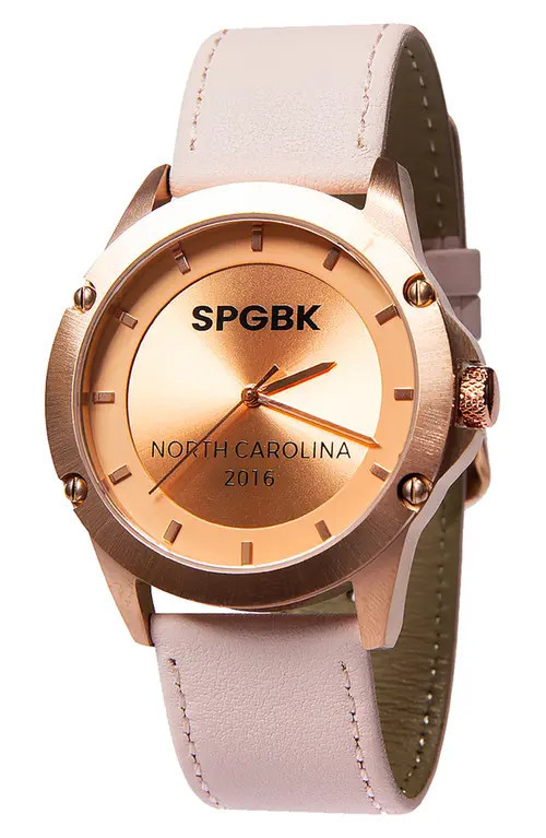 SPGBK Watches Elizabeth Leather Strap Watch, 44mm in Rose Gold at Nordstrom | Nordstrom