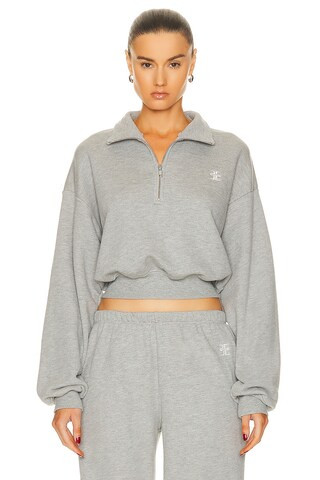 Eterne Cropped Half-Zip Sweatshirt in Grey | FWRD 