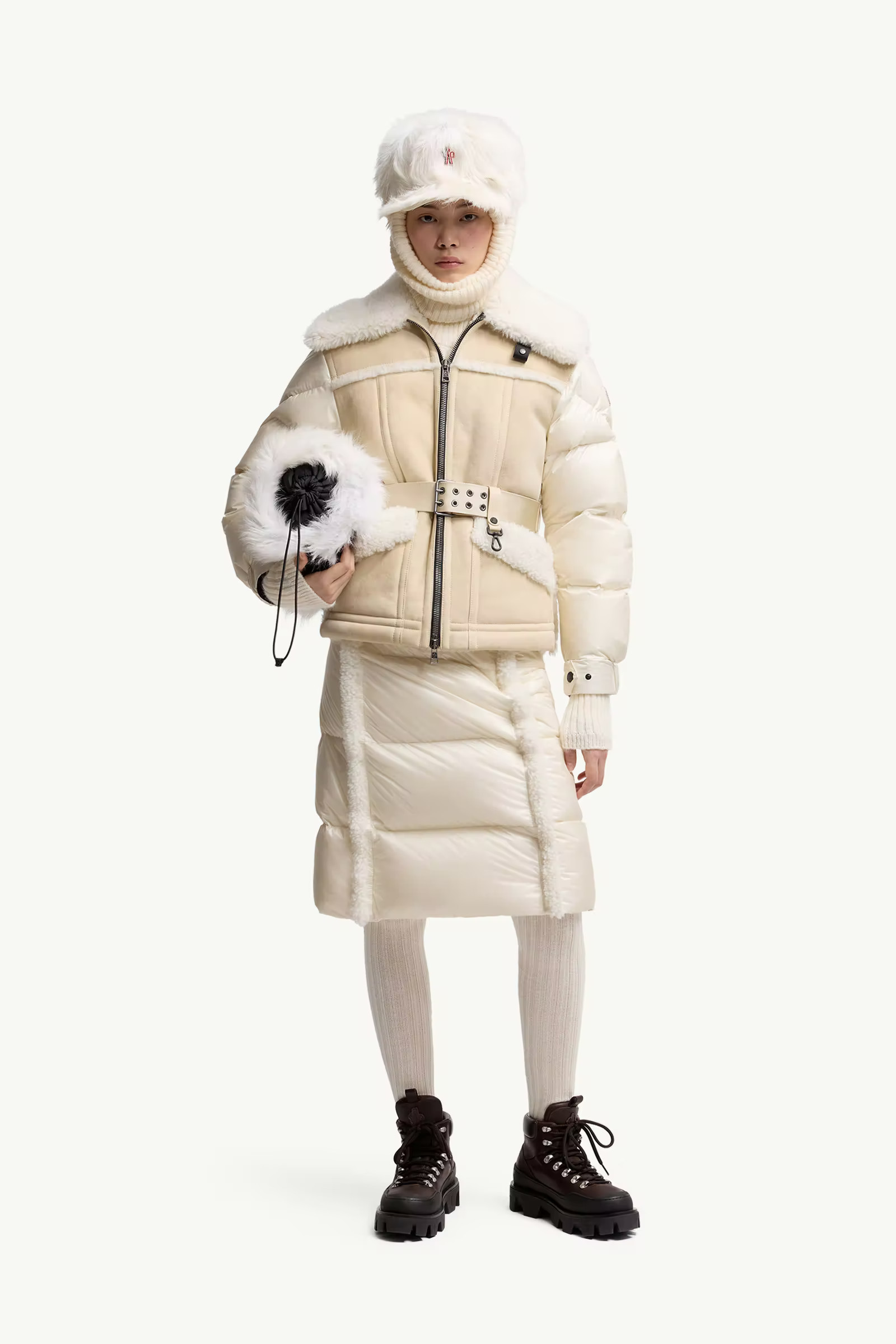 Alvernia Belted Shearling Down Jacket | Moncler