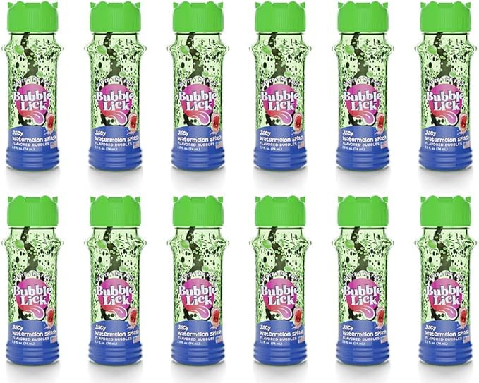 BubbleLick Premium Natural Watermelon Flavored Bubble Solution, 12 Pack of 2.5 oz Bottles, Create... | Amazon (US)