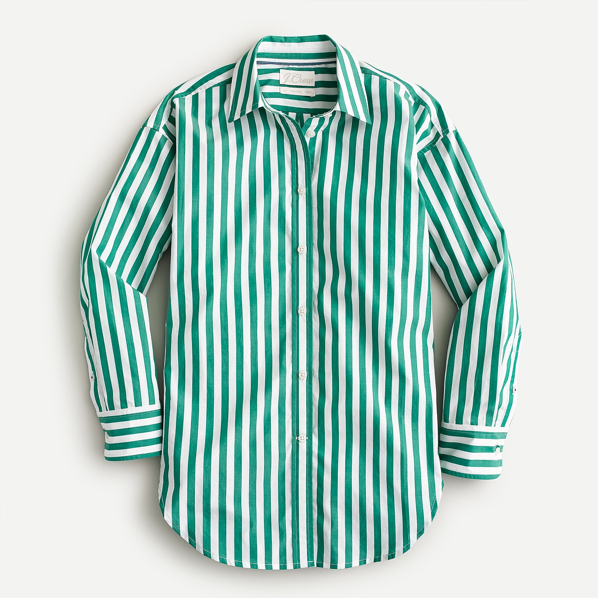 Relaxed-fit crisp cotton poplin shirt in stripe | J. Crew US