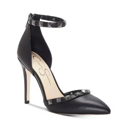 JESSICA SIMPSON Womens Black Paddedd D Orsay Studded Ankle Strap Prinella Pointed Toe Stiletto Zip-U | Walmart (US)
