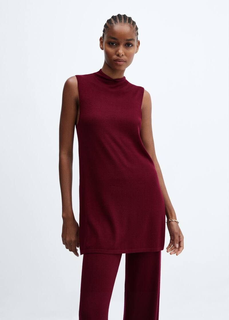 Knitted top with side slit -  Women | Mango USA | MANGO (US)