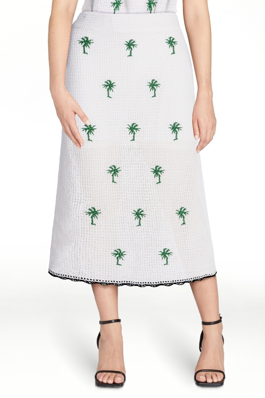 Free Assembly Women's Embroidered Knit Cotton Pencil Midi Skirt, Sizes XS-XXL | Walmart (US)