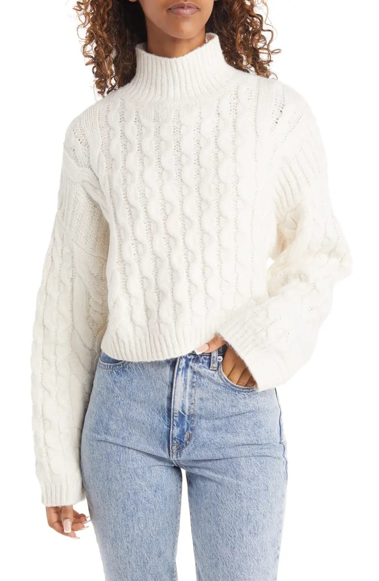 Topshop Turtleneck Cable Stitch Sweater | Nordstrom | Nordstrom