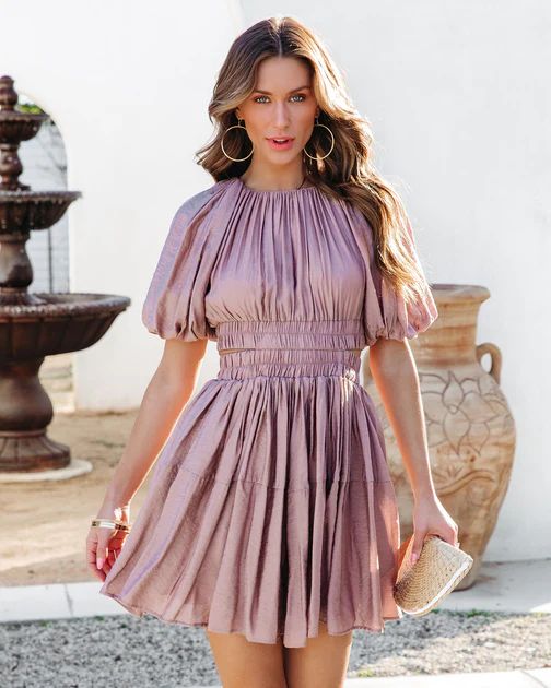 Paradise Pocketed Puff Sleeve Cutout Dress - Dusty Mauve - SALE | VICI Collection