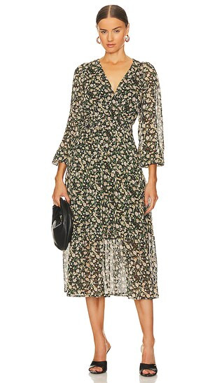 Heather Midi Dress in Black Floral | Revolve Clothing (Global)