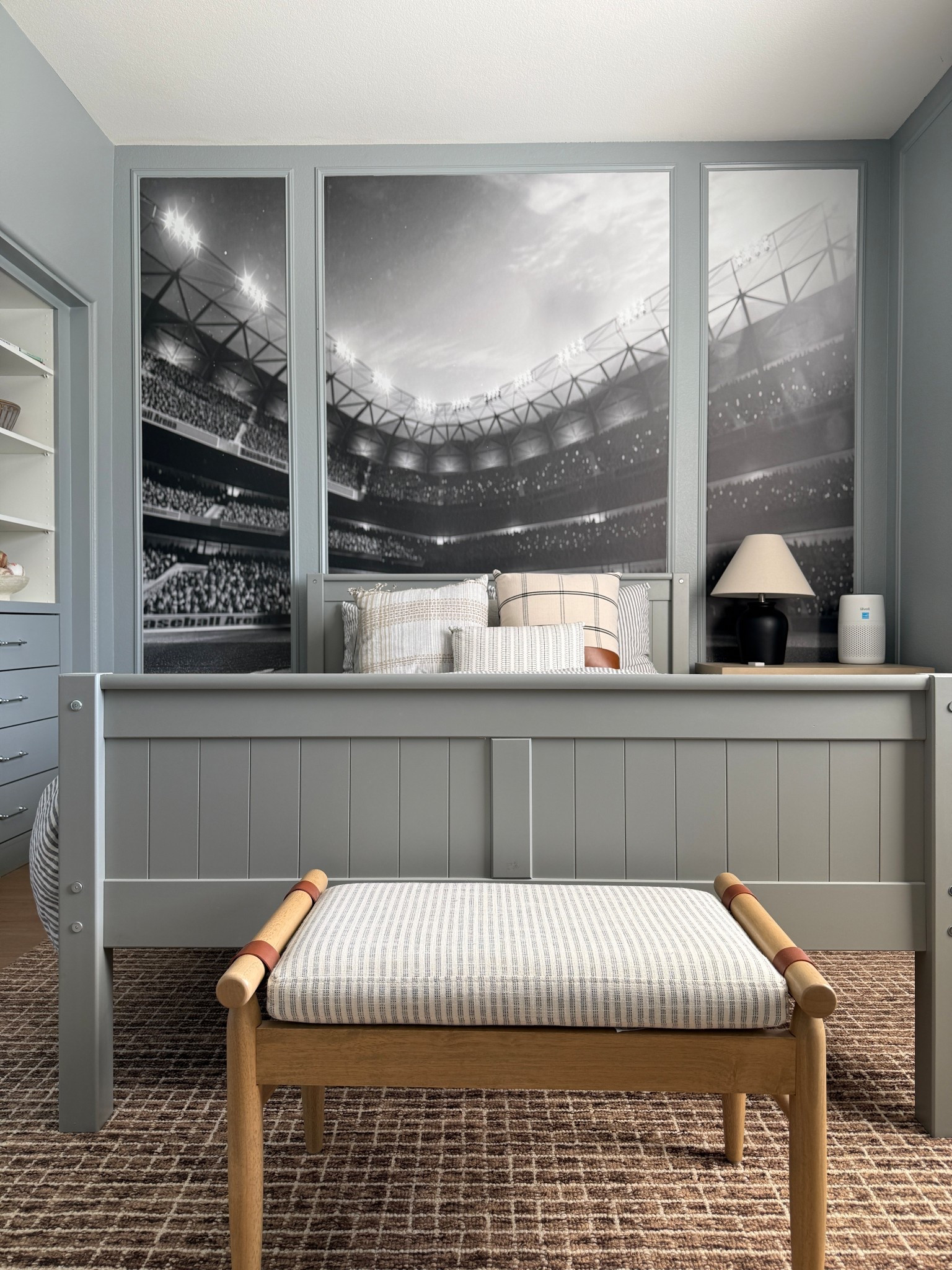 Teen baseball bedroom, wood nightstand, boy bedroom, black lamp, 

#LTKHome #LTKKids #LTKFindsUnder100