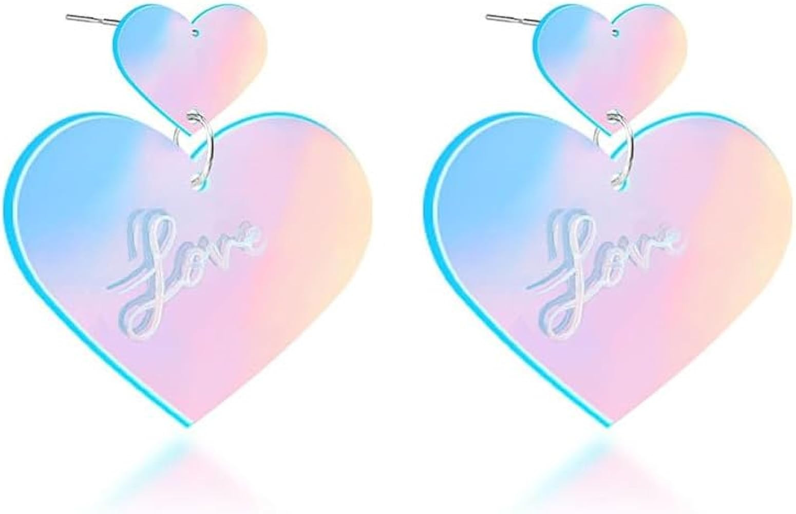 Pink Heart Bronze Earring, Dangle, Concert Party Gift, Post Clip, for Female | Amazon (US)