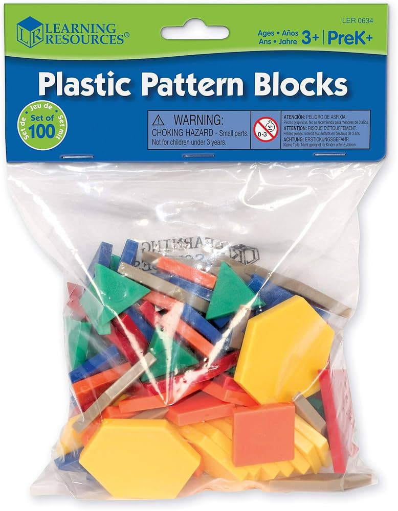 Learning Resources Plastic Pattern Blocks .5cm, Counting & Sorting, Early Math Concepts, Set of 1... | Amazon (US)