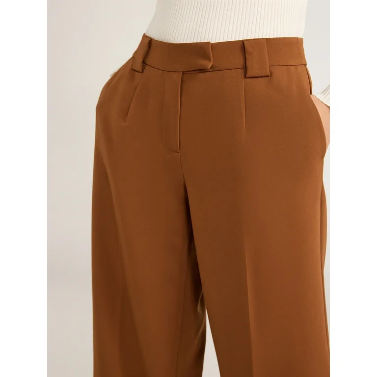 Scoop Women’s Ultimate Crepe Wide Leg Trousers, 32.5" Inseam, Sizes 0-20 | Walmart (US)