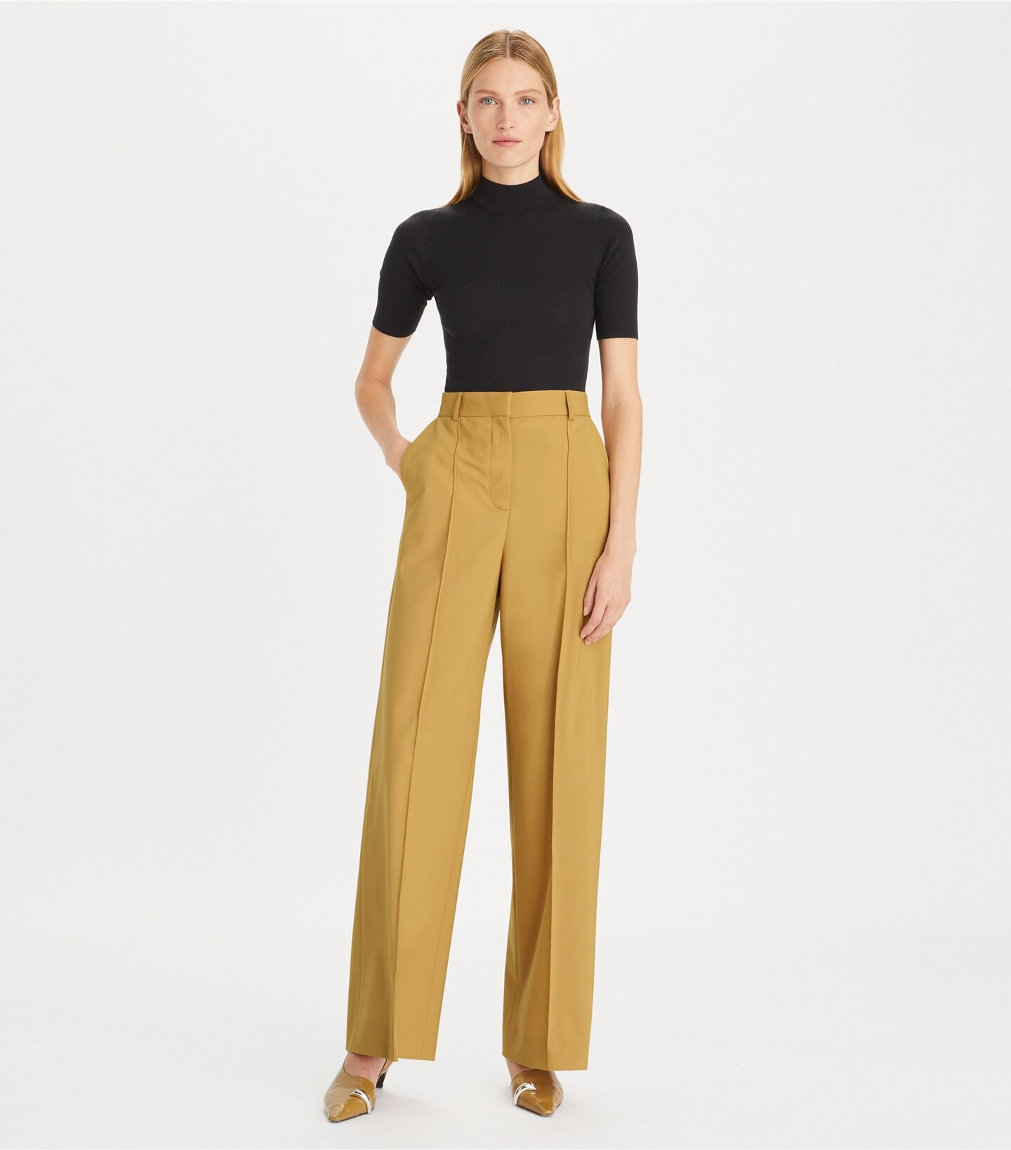 Wool Wide Leg Pant: Women's Designer Bottoms | Tory Burch | Tory Burch (US)