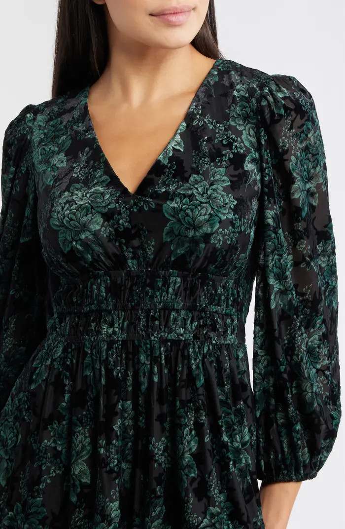 Velvet Floral Long Sleeve Dress | Nordstrom