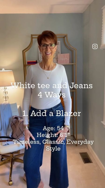 Four ways you can style a white tee shirt and jeans. Day one. Add a blazer.

Over 50 fashion, tall fashion, workwear, everyday, timeless, Classic Outfits

Hi I’m Suzanne from A Tall Drink of Style - I am 6’1”. I have a 36” inseam. I wear a medium in most tops, an 8 or a 10 in most bottoms, an 8 in most dresses, and a size 9 shoe. 

fashion for women over 50, tall fashion, smart casual, work outfit, workwear, timeless classic outfits, timeless classic style, classic fashion, jeans, date night outfit, dress, spring outfit


#LTKstyletip #LTKfindsunder100 #LTKover40