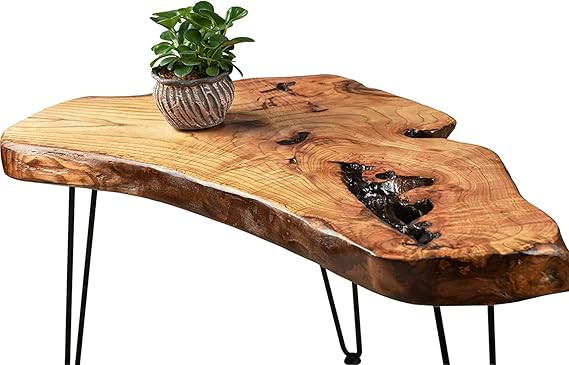 Hurrikom Natural Wood Coffee Table, Natural Wood Edge Contemporary Cocktail Table, Wood Tea Table... | Amazon (US)