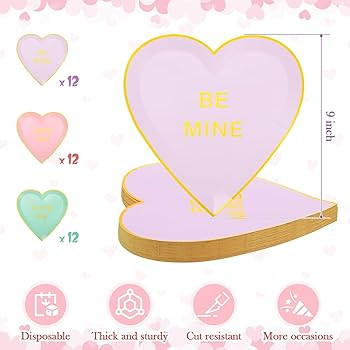 Suclain 36 Pcs Valentine's Day Heart Shaped Plates Candy Heart Shaped Paper Plates Be Mine Desser... | Amazon (US)