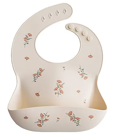 Mushie Pink Flower Print Silicone Baby Bib - Pink Flower | Dillard's