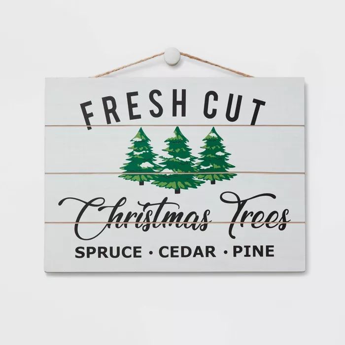 Fresh Cut Christmas Trees Decorative Sign White and Navy - Wondershop™ | Target