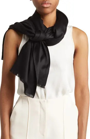 Vince Camuto Oversized Satin Pashmina Wrap in Black at Nordstrom Rack | Nordstrom Rack