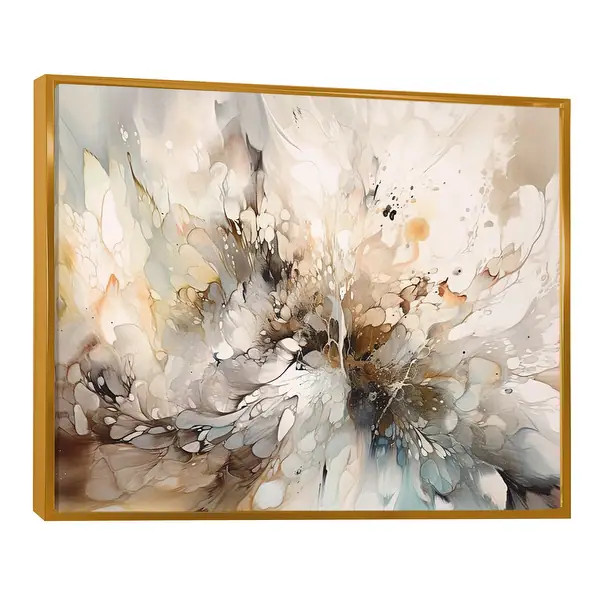 Designart "White And Grey Geometric Depths I" Modern Geometric Framed Wall Art For Living Room | Bed Bath & Beyond