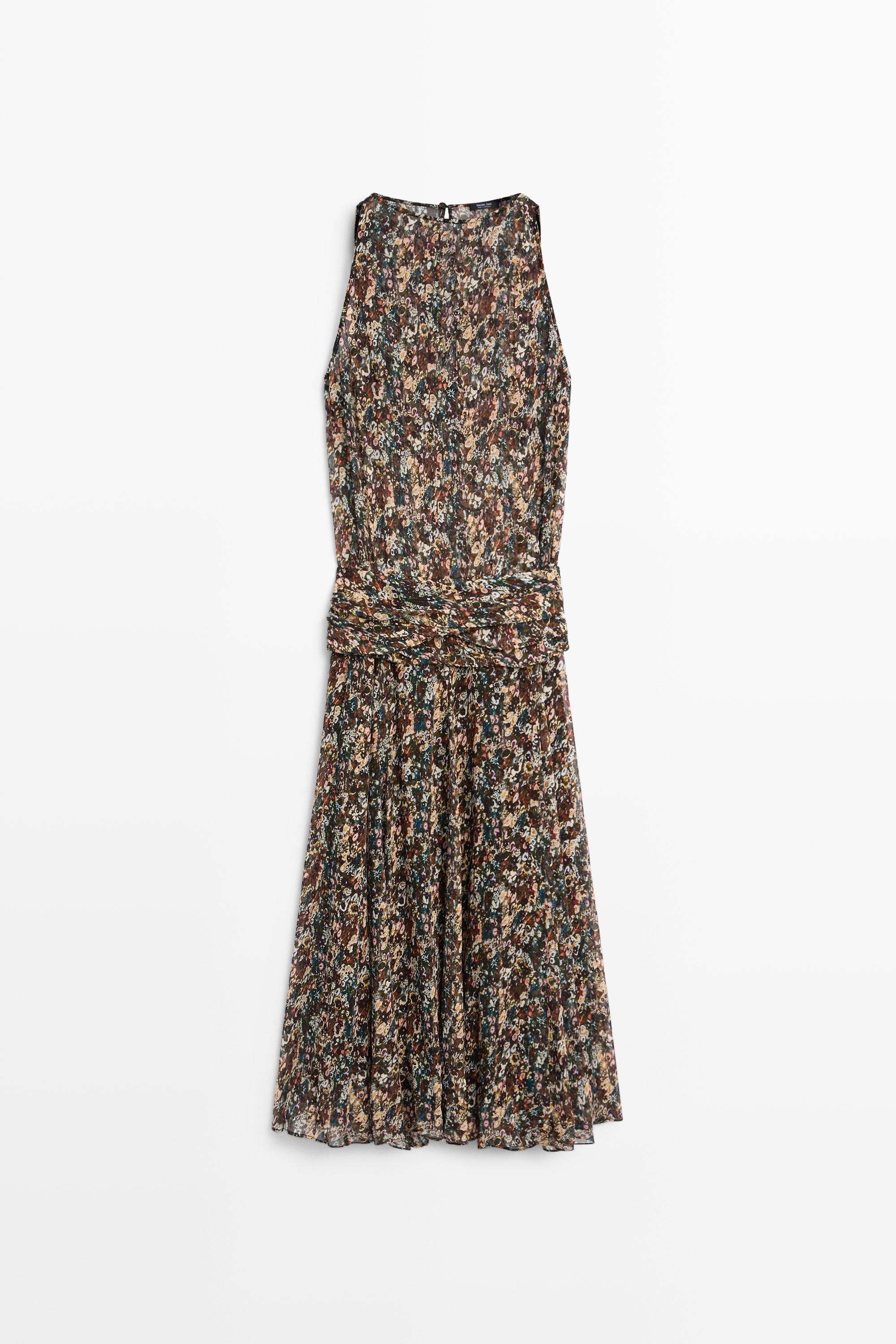 Printed dress with sash detail | Massimo Dutti UK