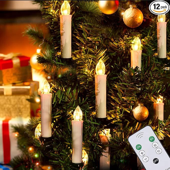 JOSU Flameless Candles Christmas Decor, 12PCS Led Flickering Lights Battery Operated with Remote ... | Amazon (US)