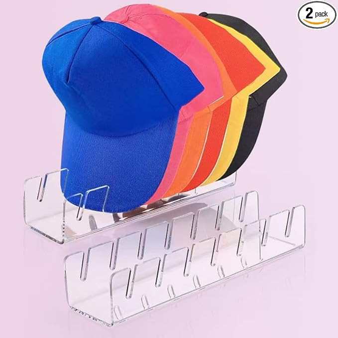 Hat Stand for Baseball Caps, Hat Organizer, 2 Pcs No Install Acrylic Hat Organizer for 14 Basebal... | Amazon (US)