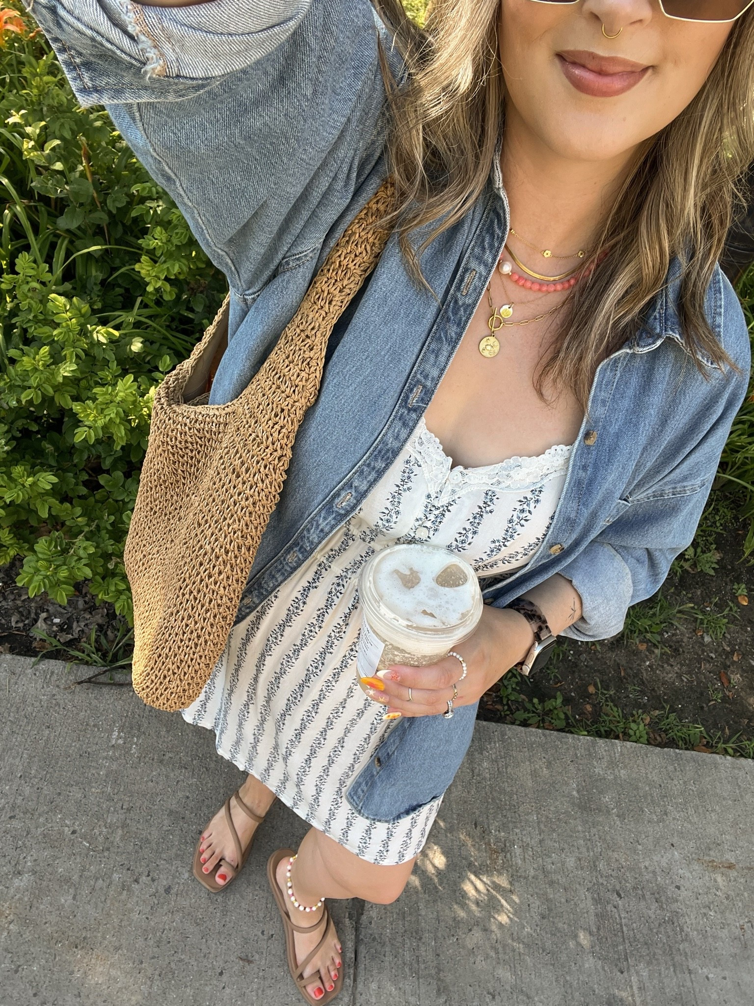 Casual summer outfit! Wearing my usual size L in both dress and denim shirt. I’m a 9.5-10 shoe and wear a 10 in the crocs sandals. Canadian links are under “similar products”

#LTKsummer #LTKdresses #LTKmidsize