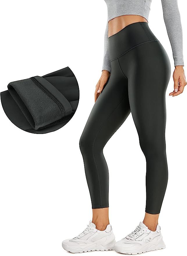 CRZ YOGA Womens Thermal Fleece Lined High Waisted Leggings 24 Inches - Workout Winter Warm Thick ... | Amazon (US)