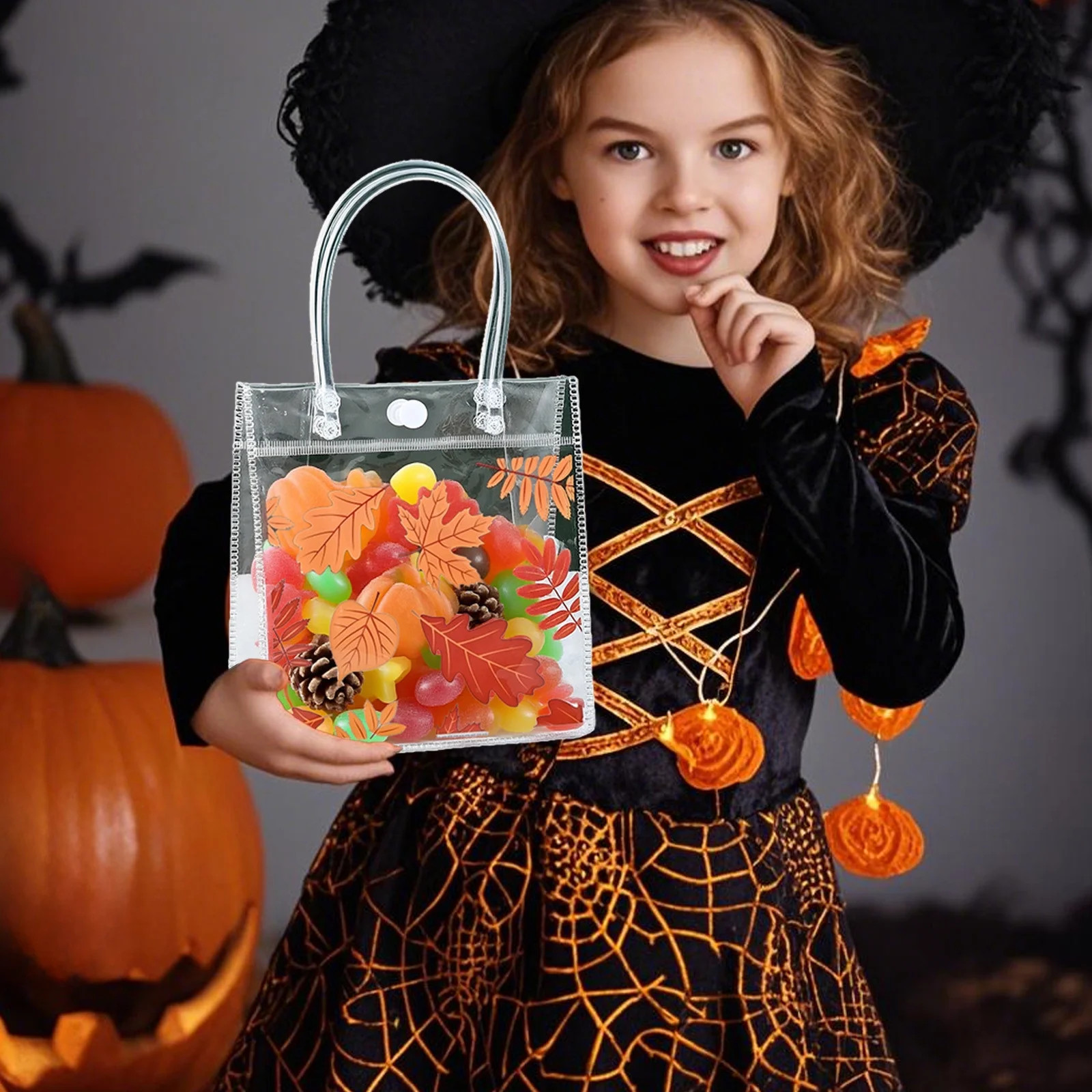 DAMAI Fall Thanksgiving Clear Gift Bags with Handles,Christmas Maple Leaves Party Favor Bags Autu... | Walmart (US)