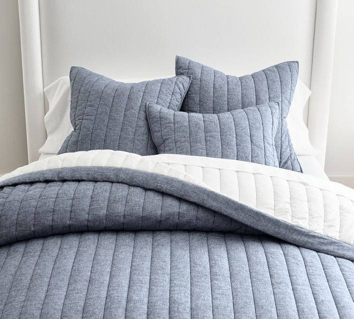 European Flax Linen/Cotton Channel Stitch Quilt | Pottery Barn (US)