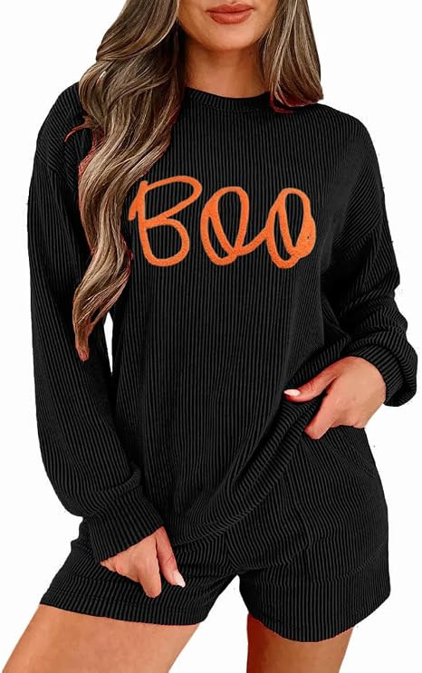 Opemiby Womens 2 Piece Pajama Sets Ribbed Matching Lounge Short Set Outfit | 2026 Long Sleeve Top... | Amazon (US)