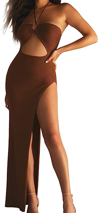 Sexy Club Outfits for Women Nights Cut Out Maxi Dress | Amazon (US)