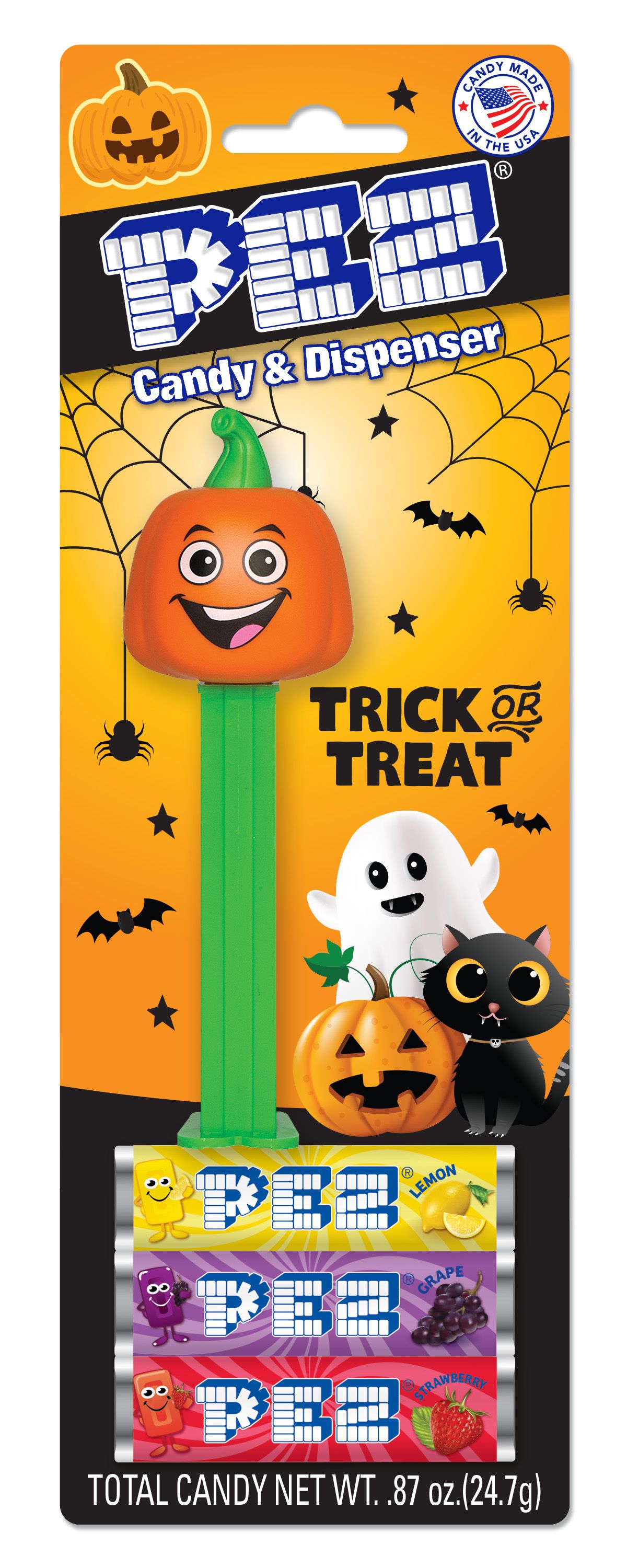 PEZ Candy Halloween Pumpkin, 1 Candy Dispenser Plus 3 Rolls Assorted Fruit Candy, 1 Count, 0.87 o... | Walmart (US)