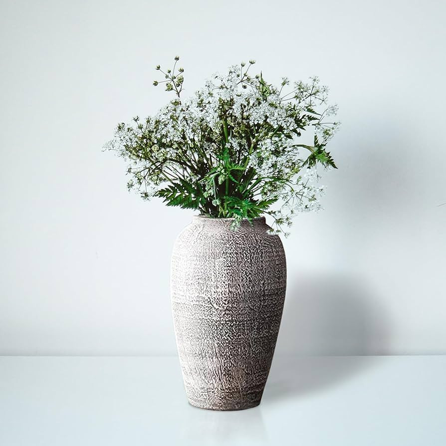 Modern Simple Handmade coarse Clay Pot(11.8''*7.4'') White | Amazon (US)