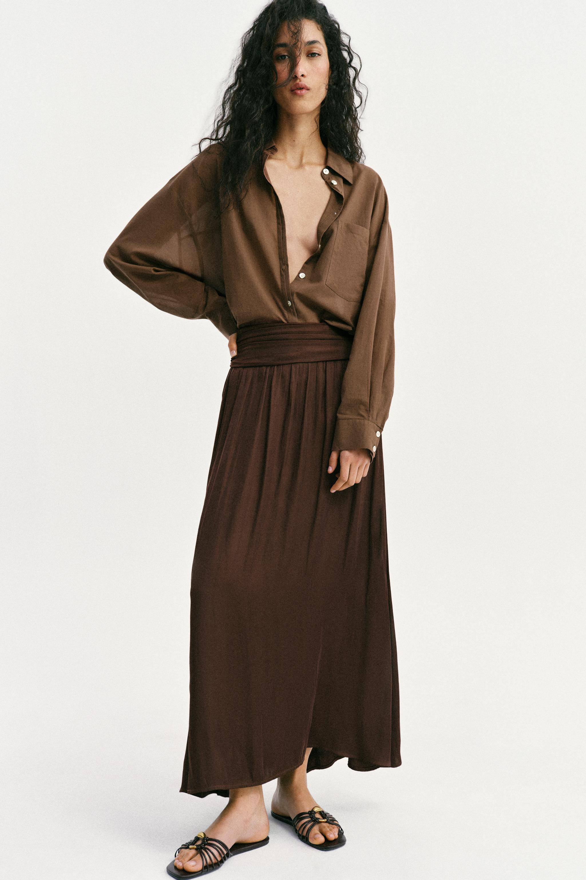 SATIN EFFECT MIDI SKIRT | Zara US