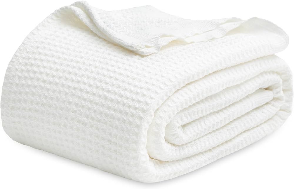 Bedsure 100% Cotton Blankets King Size for Bed - 405GSM Waffle Weave Blankets for All Seasons, Co... | Amazon (US)
